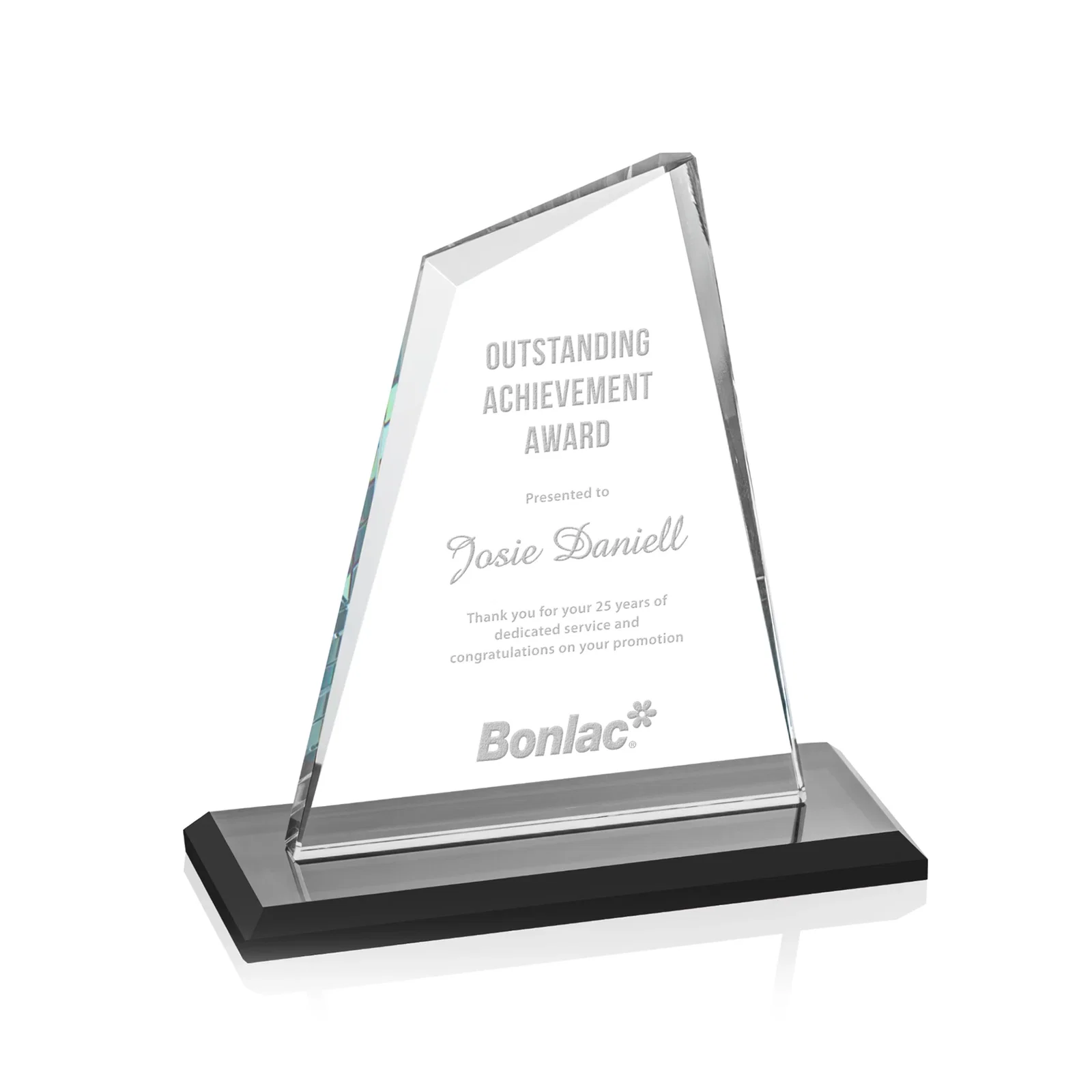 Personalized Starfire Crystal Peak Award with White Base in Ten Colors, awards for volunteer appreciation