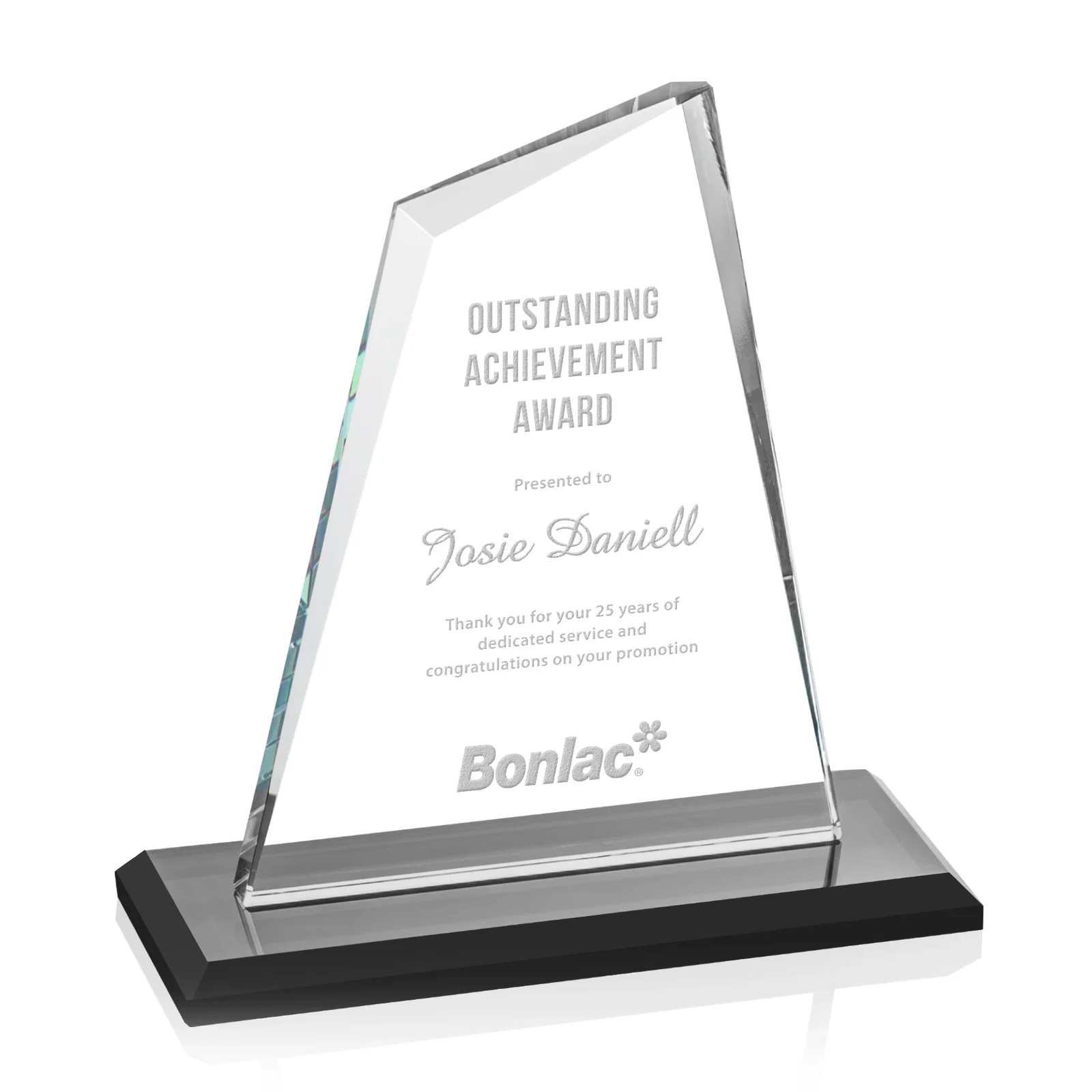 Promotional Starfire Crystal Peak Award with White Base in Ten Colors, awards for employee recognition