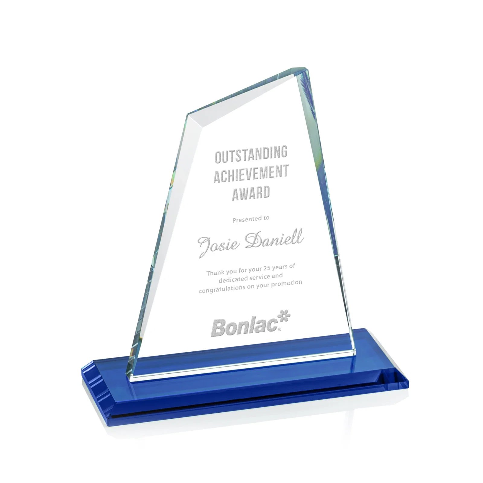 Promotional Starfire Crystal Peak Award with White Base in Ten Colors, awards for service anniversary gifts