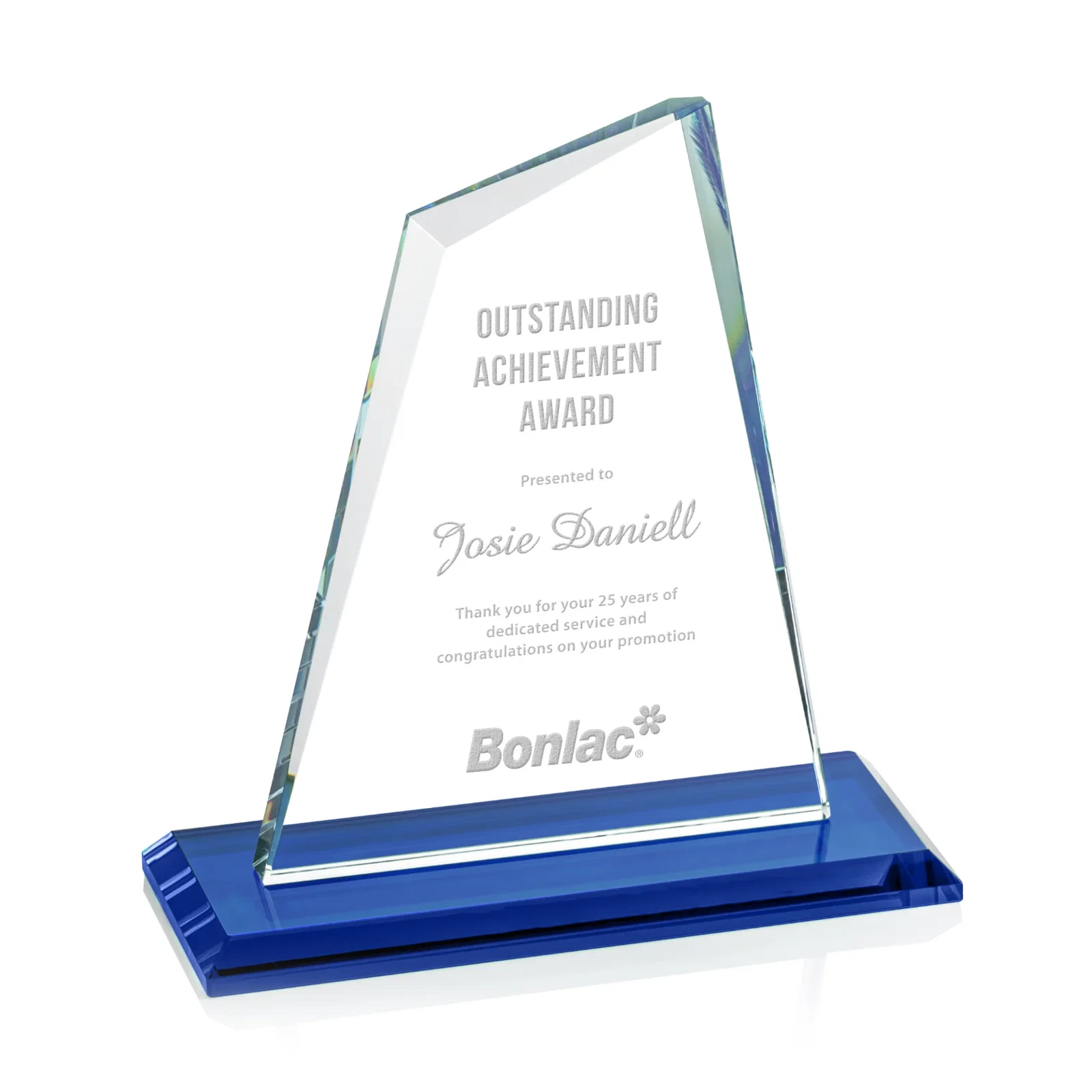 Promotional Starfire Crystal Peak Award with White Base in Ten Colors, awards for retirement presentations