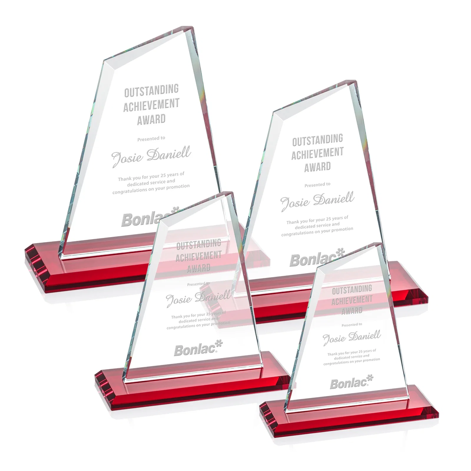 Promotional Starfire Crystal Peak Award with White Base in Ten Colors, awards for donor appreciation