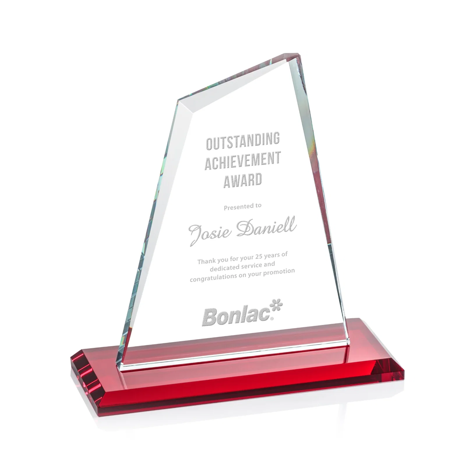 Promotional Starfire Crystal Peak Award with White Base in Ten Colors, awards for safety achievement programs