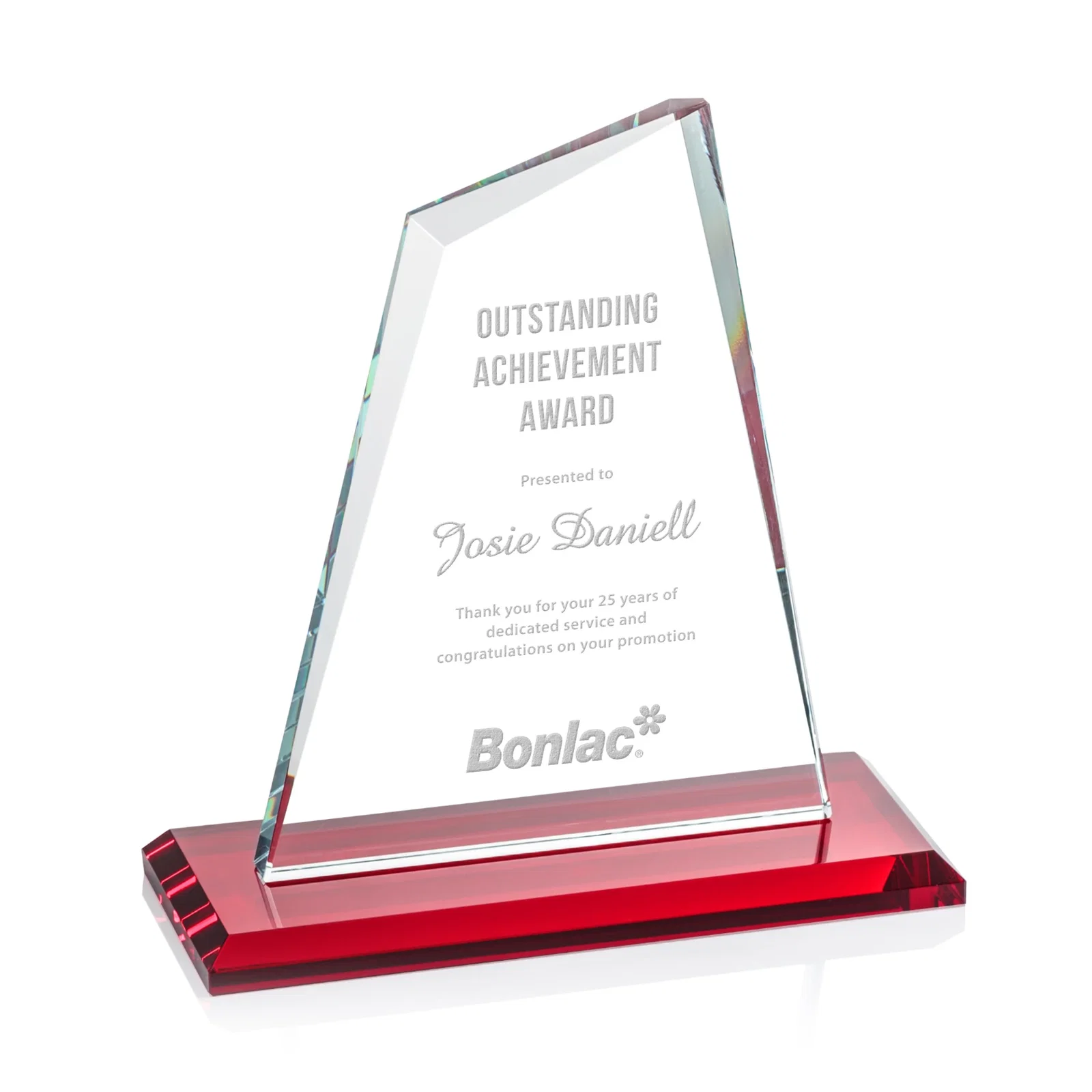 Promotional Starfire Crystal Peak Award with White Base in Ten Colors, awards for volunteer appreciation