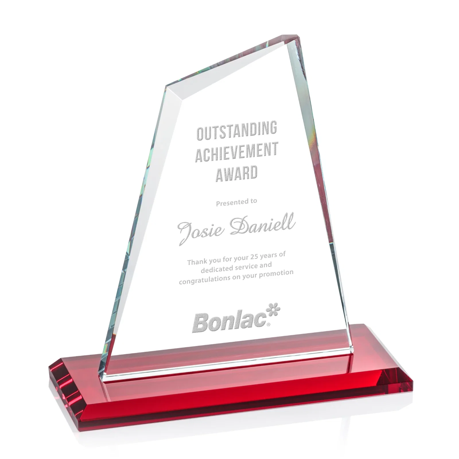 Promotional Starfire Crystal Peak Award with White Base in Ten Colors, awards for dealer and partner awards