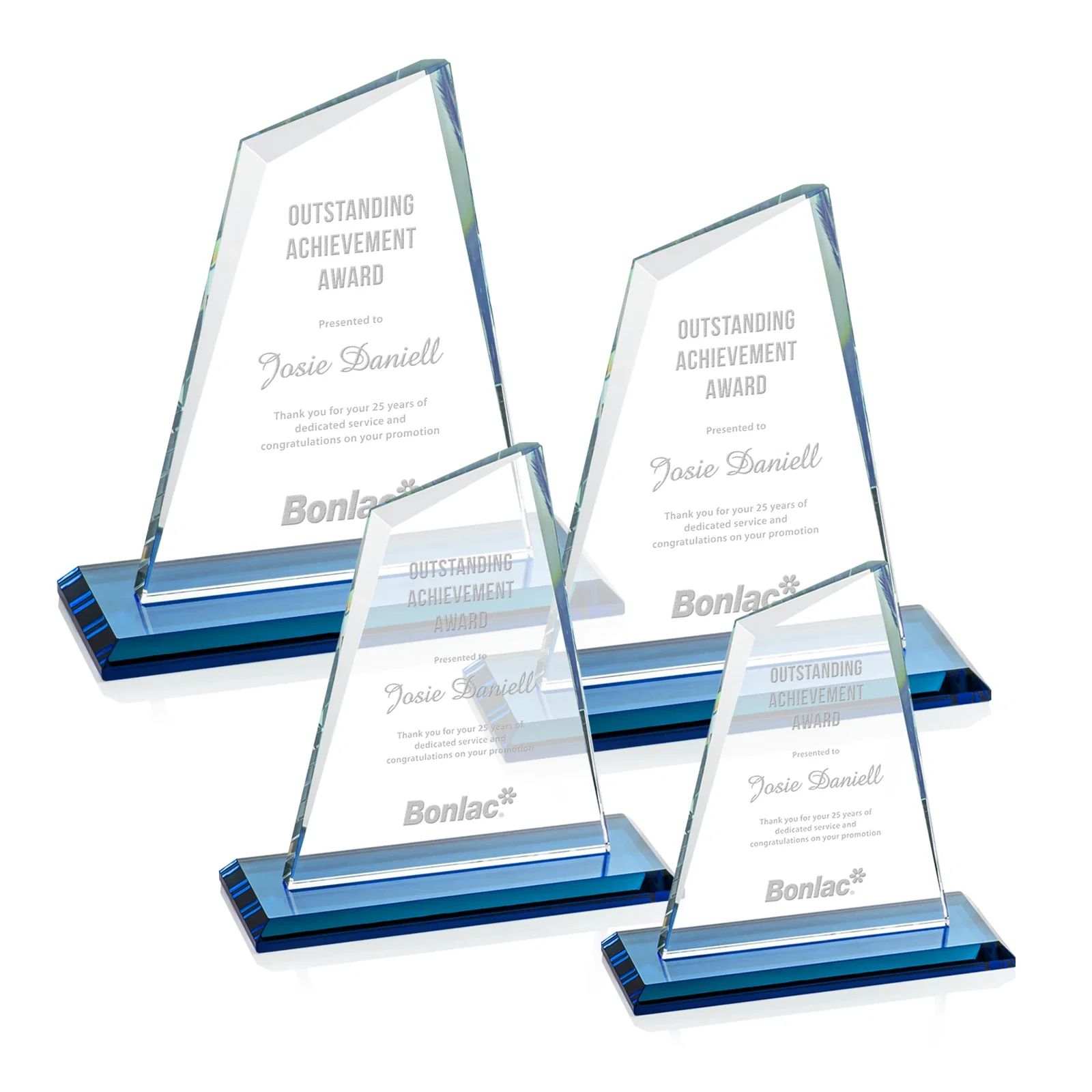 Promotional Starfire Crystal Peak Award with White Base in Ten Colors, awards for company anniversary events