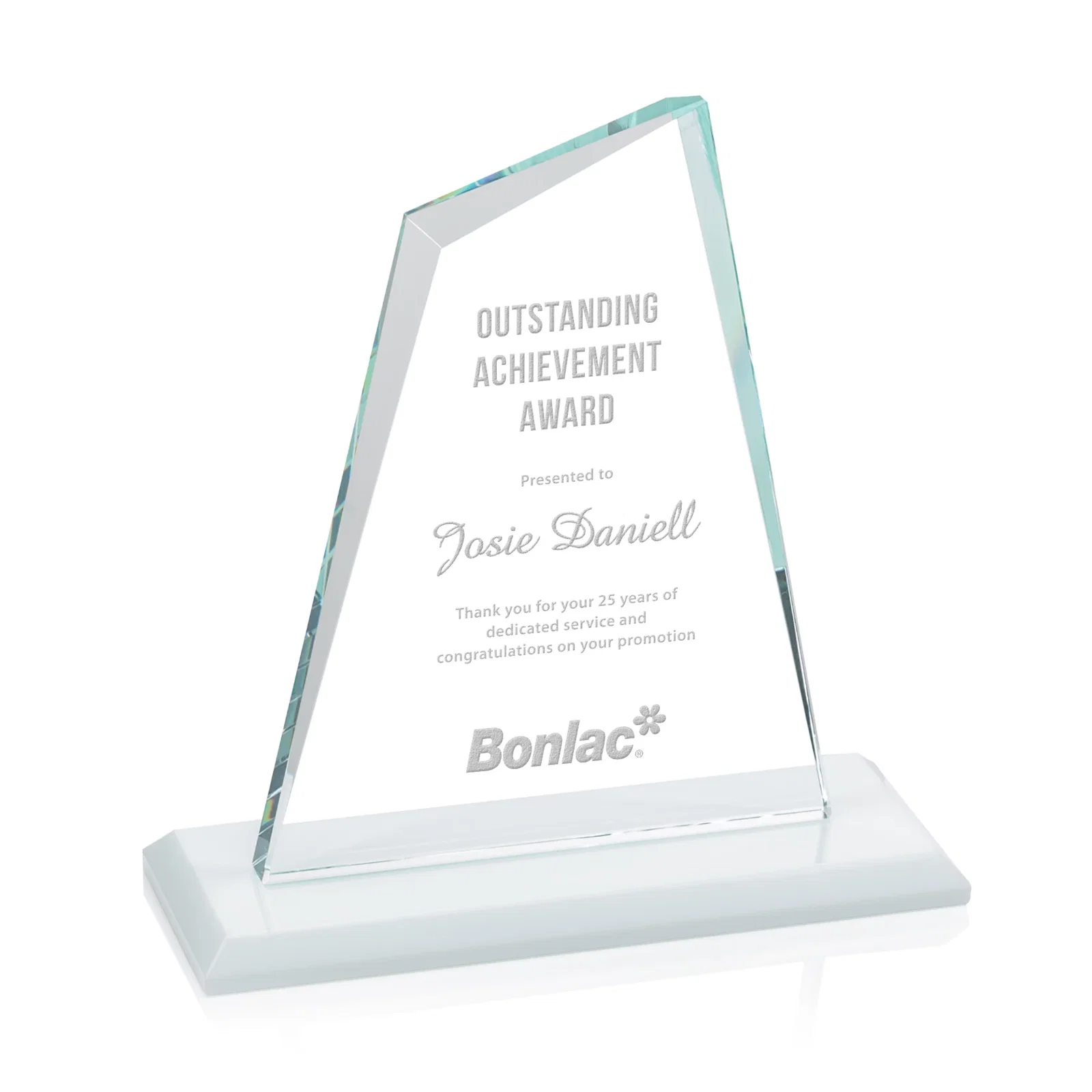 Custom Starfire Crystal Peak Award with White Base in Ten Colors, awards for sales achievement awards