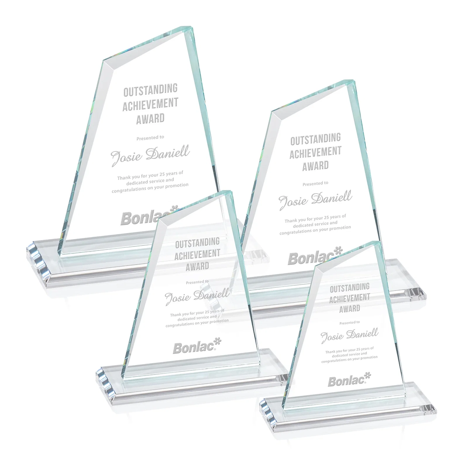 Custom Starfire Crystal Peak Award with White Base in Ten Colors, awards for team milestone celebrations