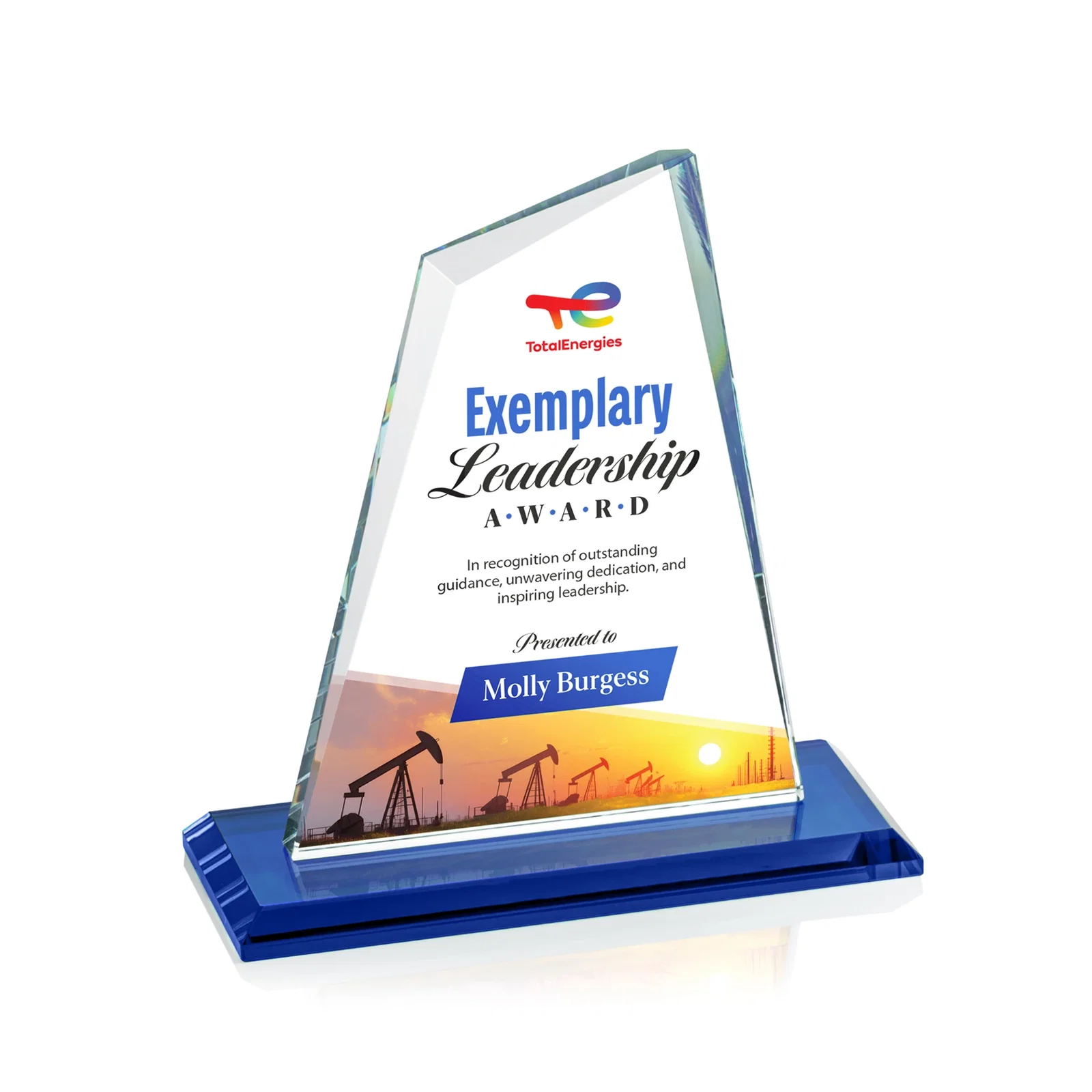 Customized Starfire Crystal Peak Award with White Base in Ten Colors, awards for corporate award ceremonies