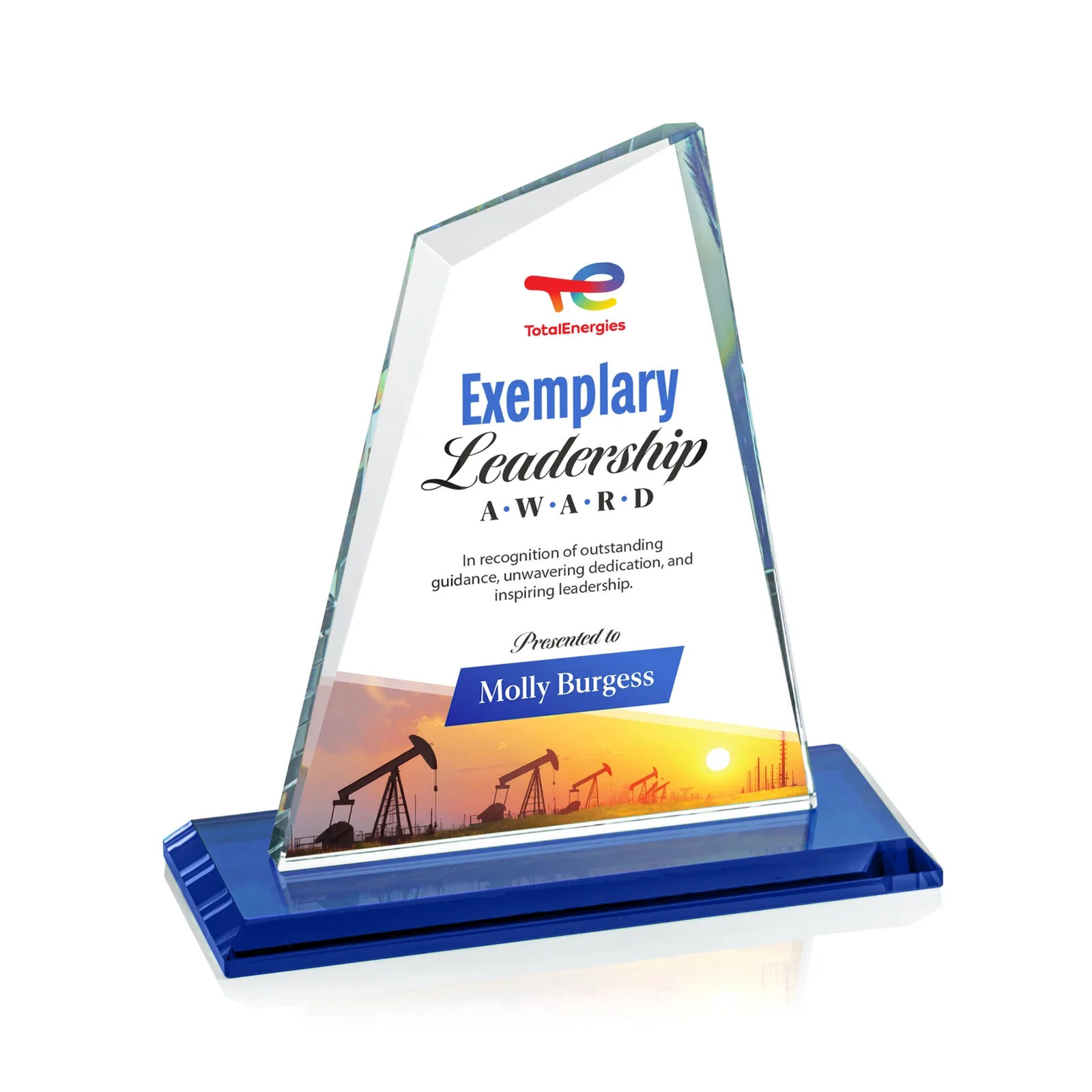 Customized Starfire Crystal Peak Award with White Base in Ten Colors, awards for service anniversary gifts