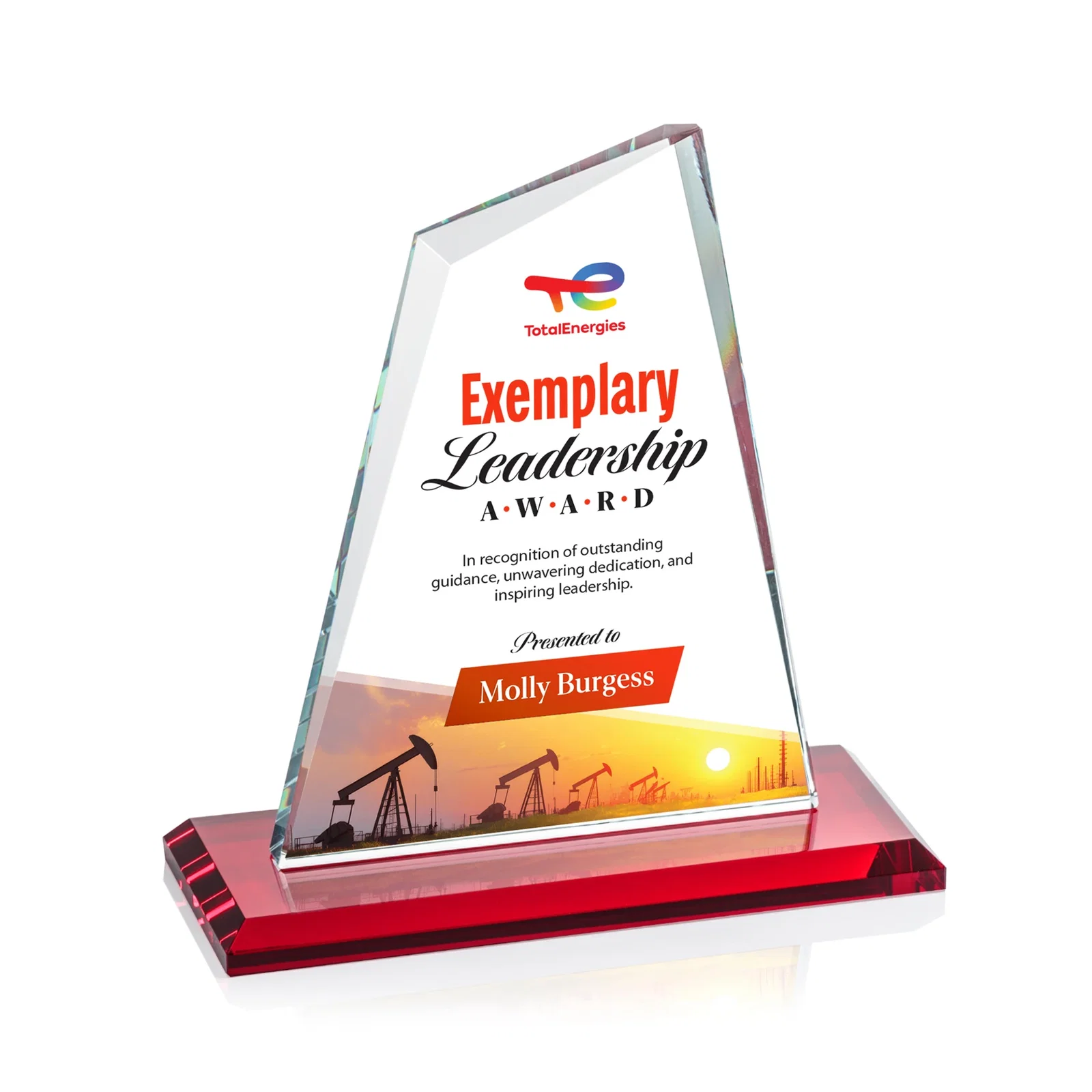 Customized Starfire Crystal Peak Award with White Base in Ten Colors, awards for graduation ceremonies