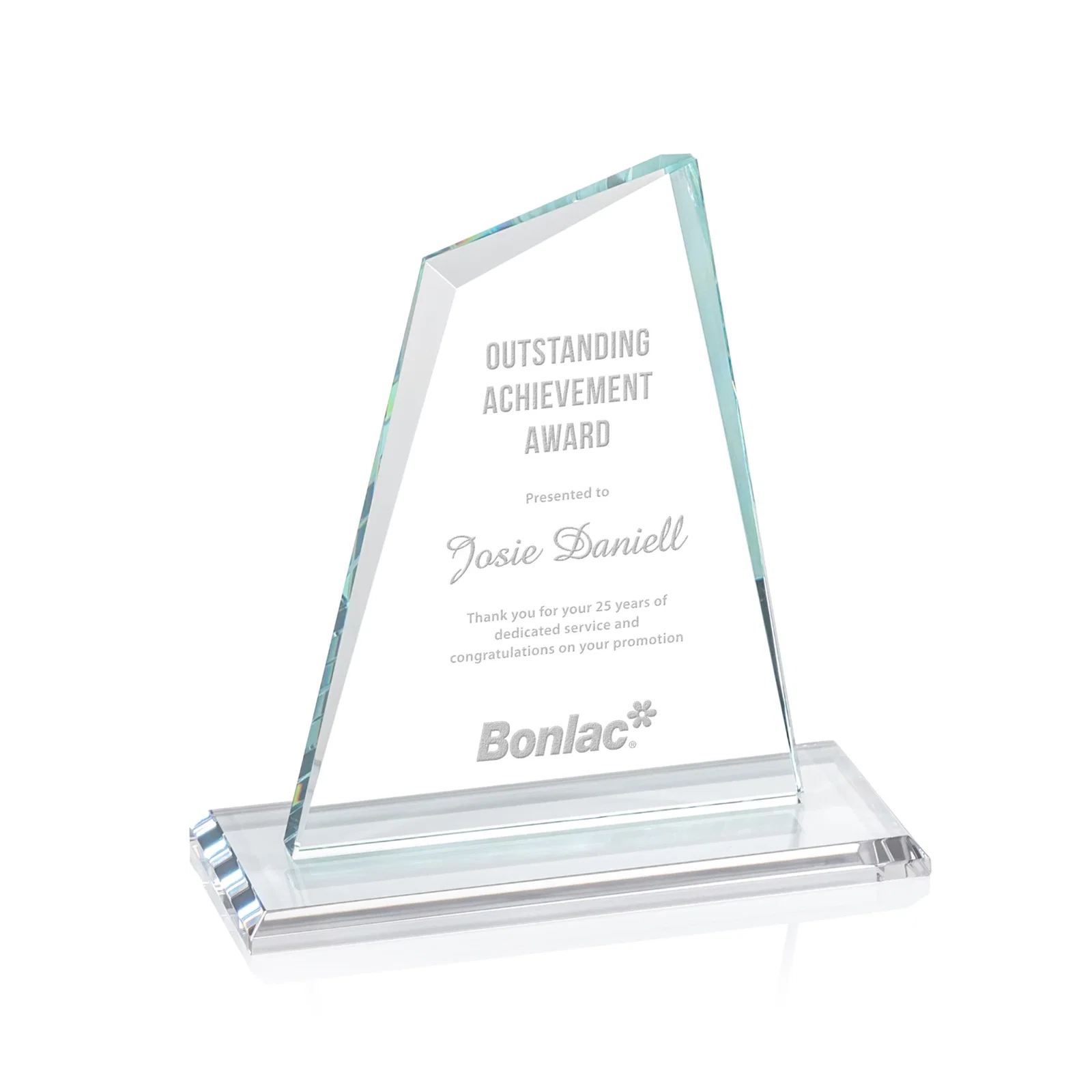 Custom Starfire Crystal Peak Award with White Base in Ten Colors, awards for donor appreciation