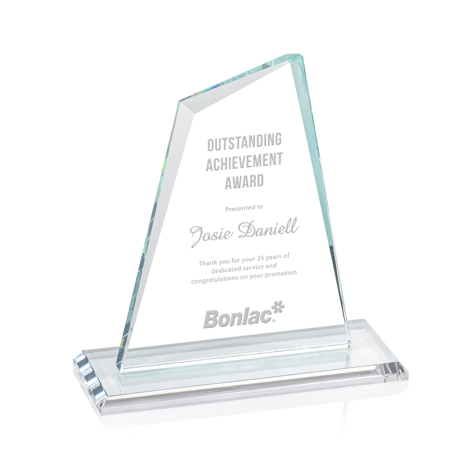 Custom Starfire Crystal Peak Award with White Base in Ten Colors, awards for graduation ceremonies