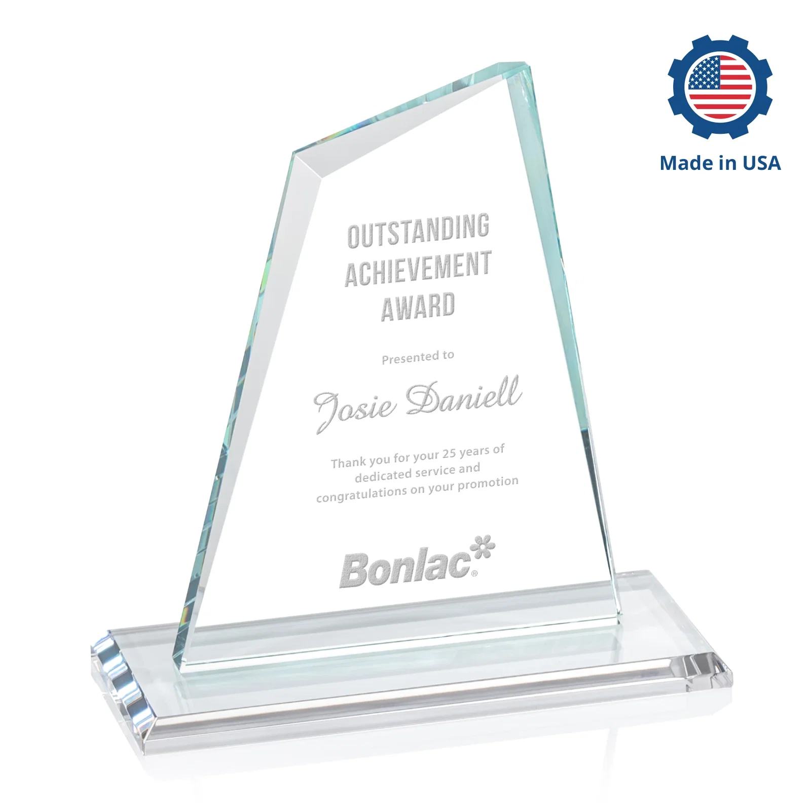Custom Starfire Crystal Peak Award with White Base in Ten Colors, awards, with your logo for employee recognition