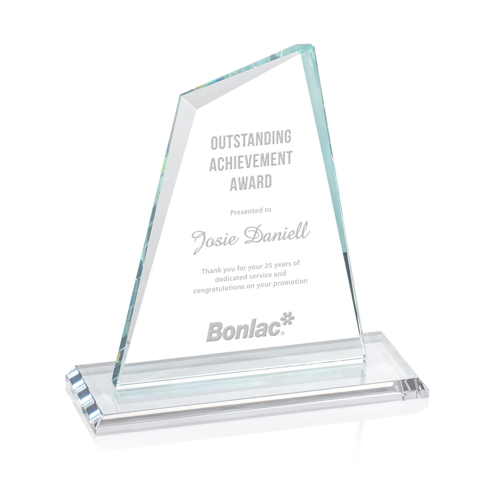 Custom Starfire Crystal Peak Award with White Base in Ten Colors, awards for safety achievement programs