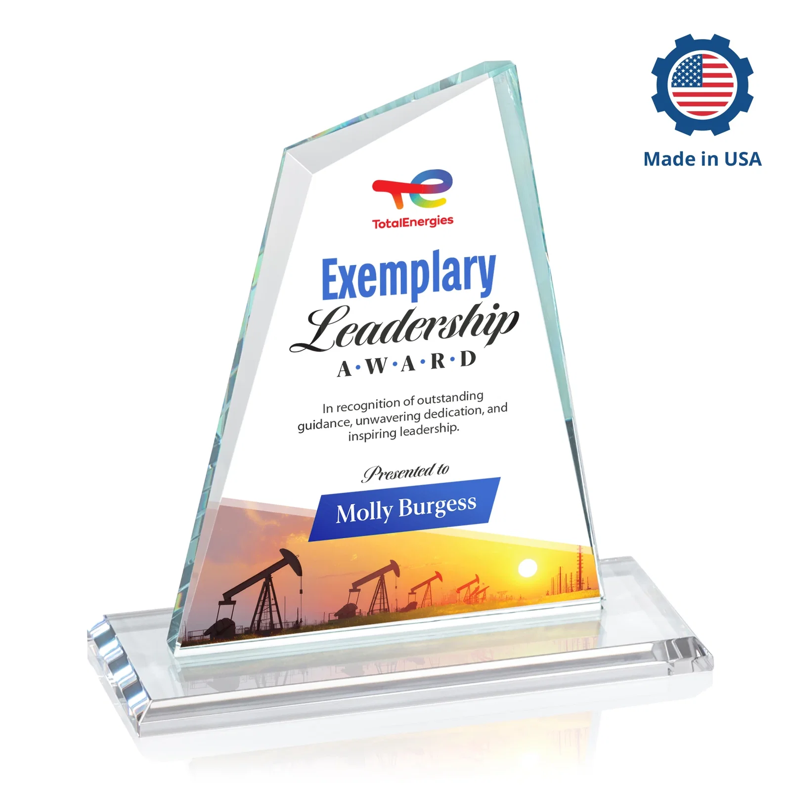 Custom Starfire Crystal Peak Award with White Base in Ten Colors, awards, with your logo for team milestone celebrations