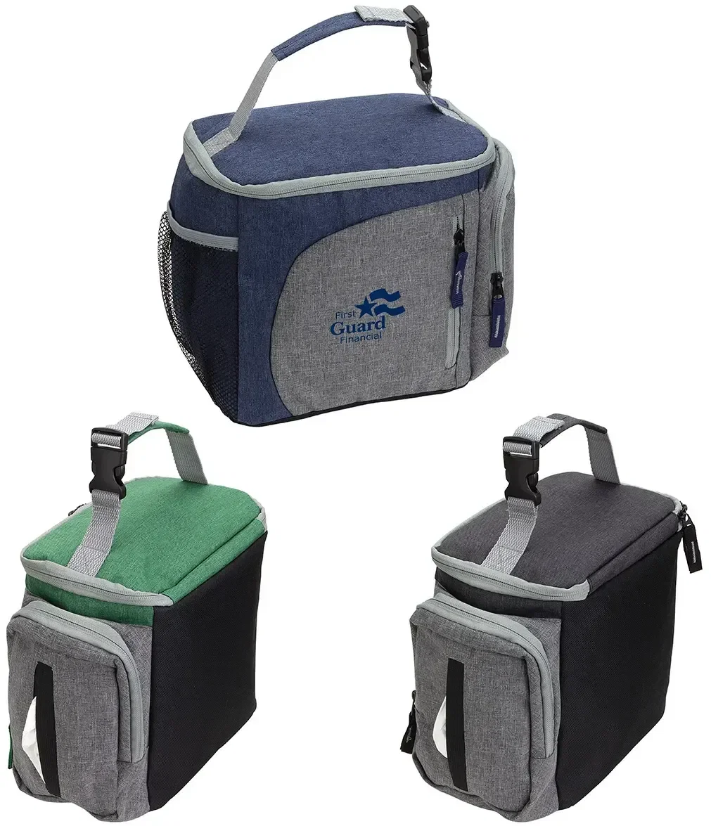 Summit Napkin-Dispenser Cooler Bag, custom branded insulated tote with napkin holder, front view