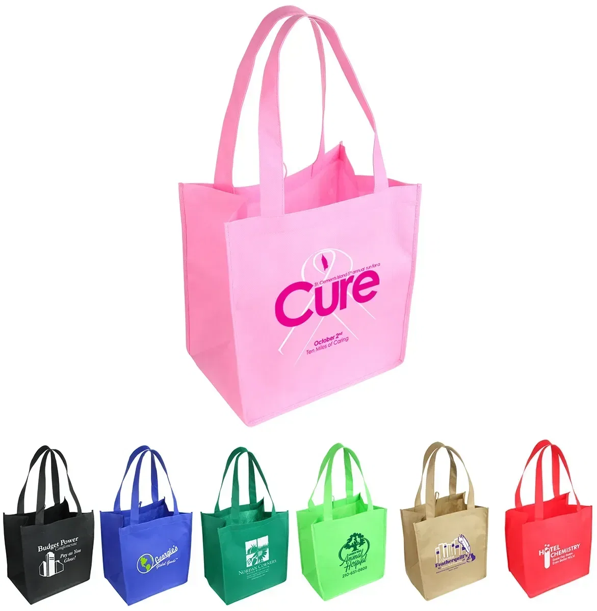 Sunbeam 80GSM Shopping Bag, custom branded reusable tote with reinforced handles, front view