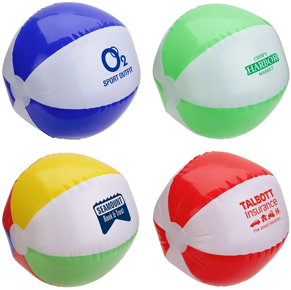 Sunburst 16-inch custom inflatable beach ball, branded PVC beach ball, front hero view