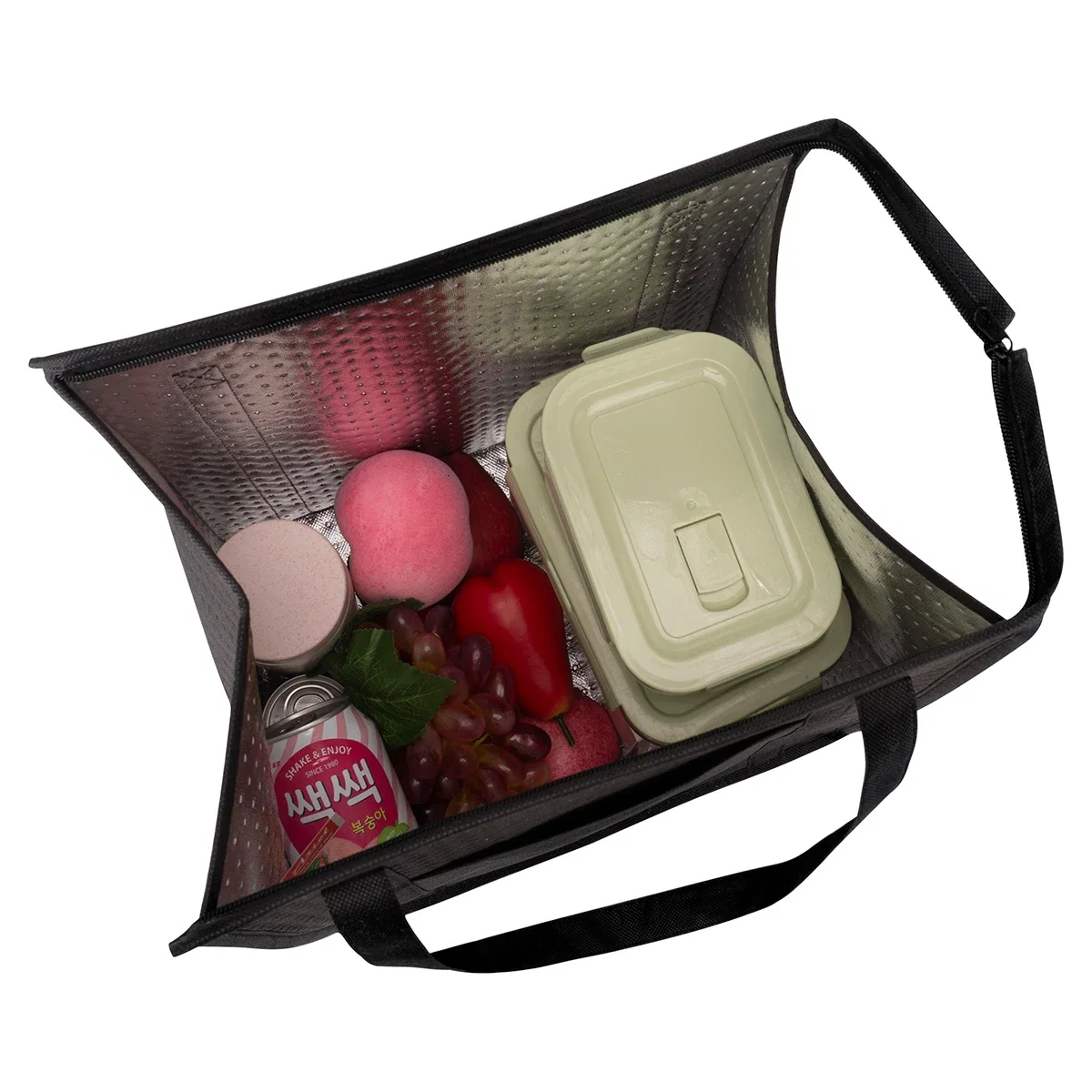 Side profile of the promotional Sundial Non-Woven Cooler Bag