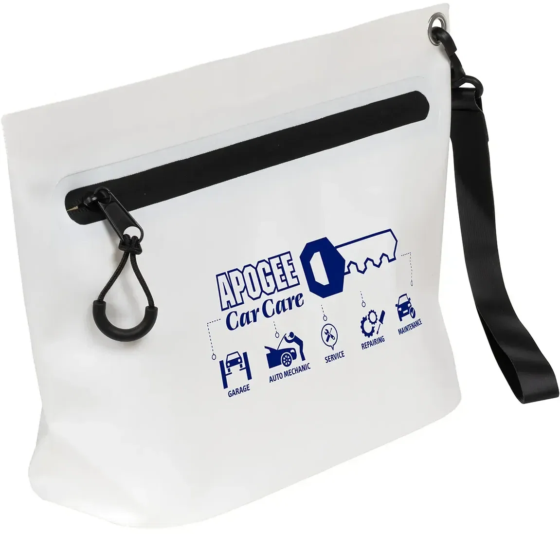 Custom Sunfish tarpaulin bag open showing main compartment