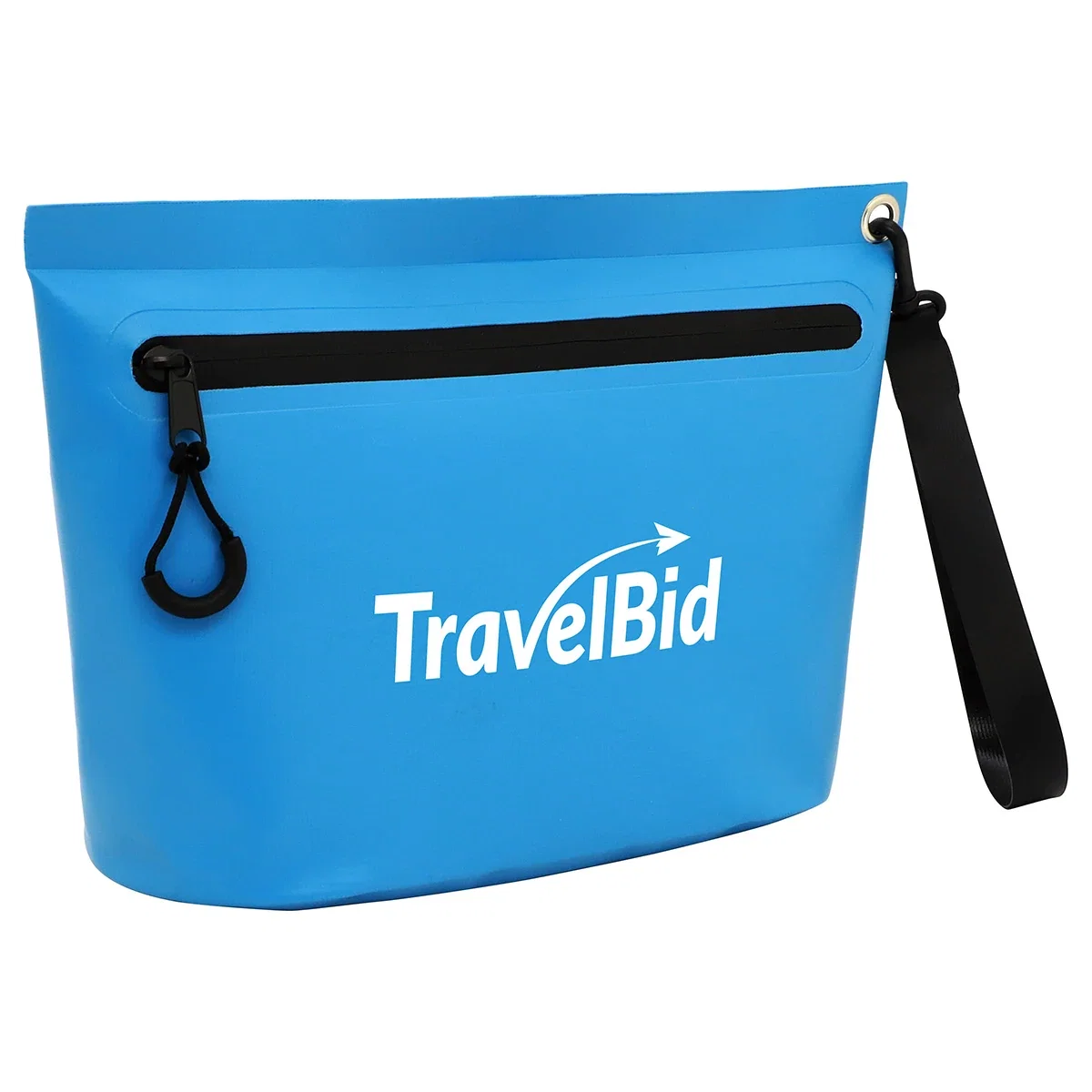 Branded Sunfish tarpaulin bag carried by handles, lifestyle shot