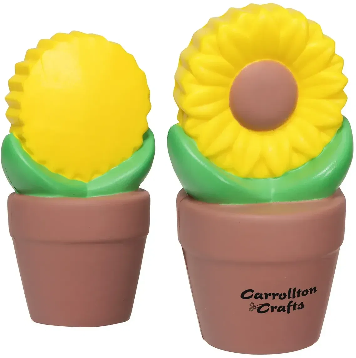 Sunflower in Pot Stress Reliever, custom potted-sunflower promotional stress ball with logo