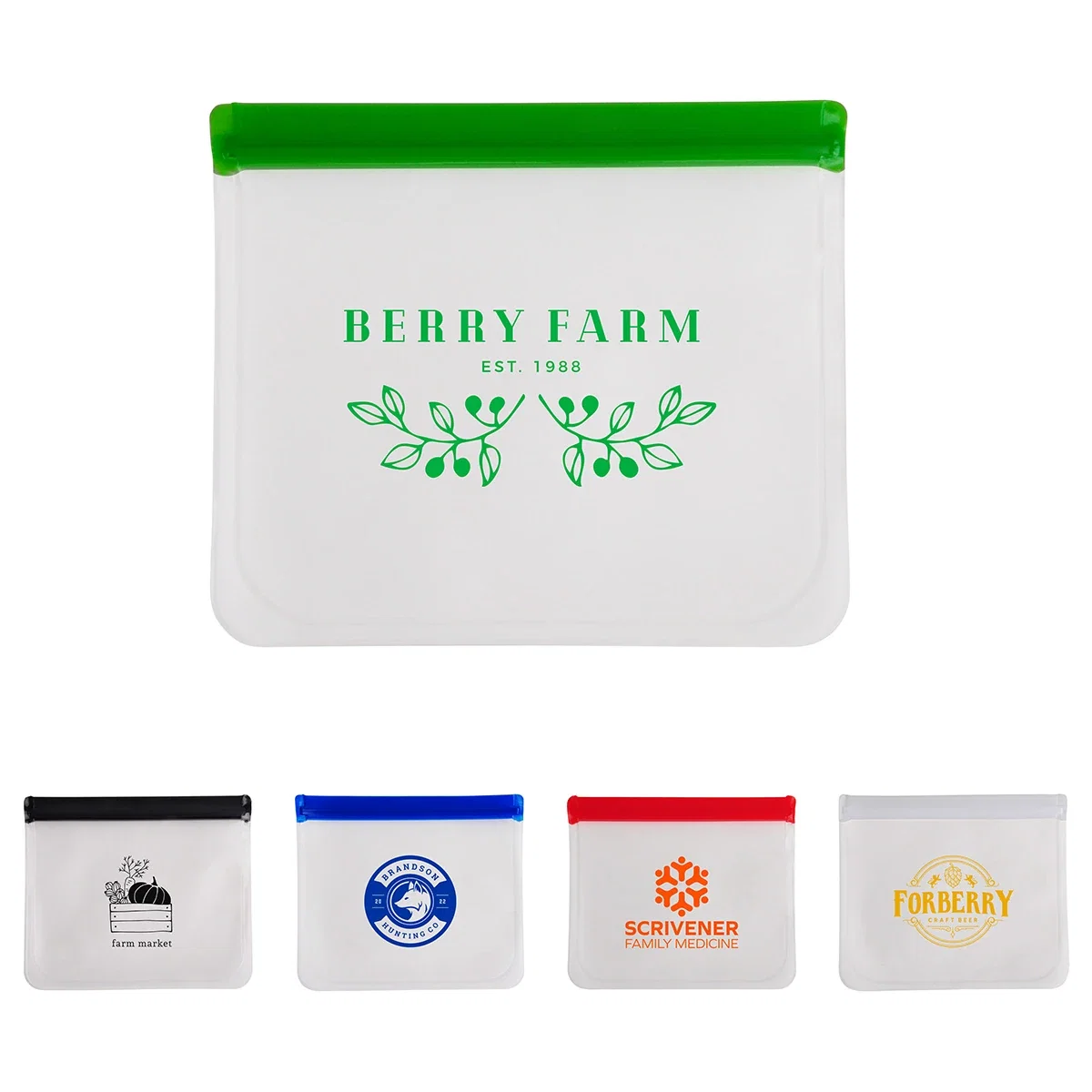 Custom Sunflower PEVA Zip Closure Utility Bag, front view of the branded utility bag