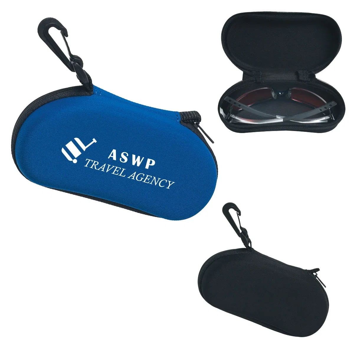 Case shown open, ready to hold a pair of glasses