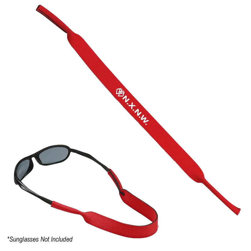 Worn around the neck, the strap keeps glasses from falling