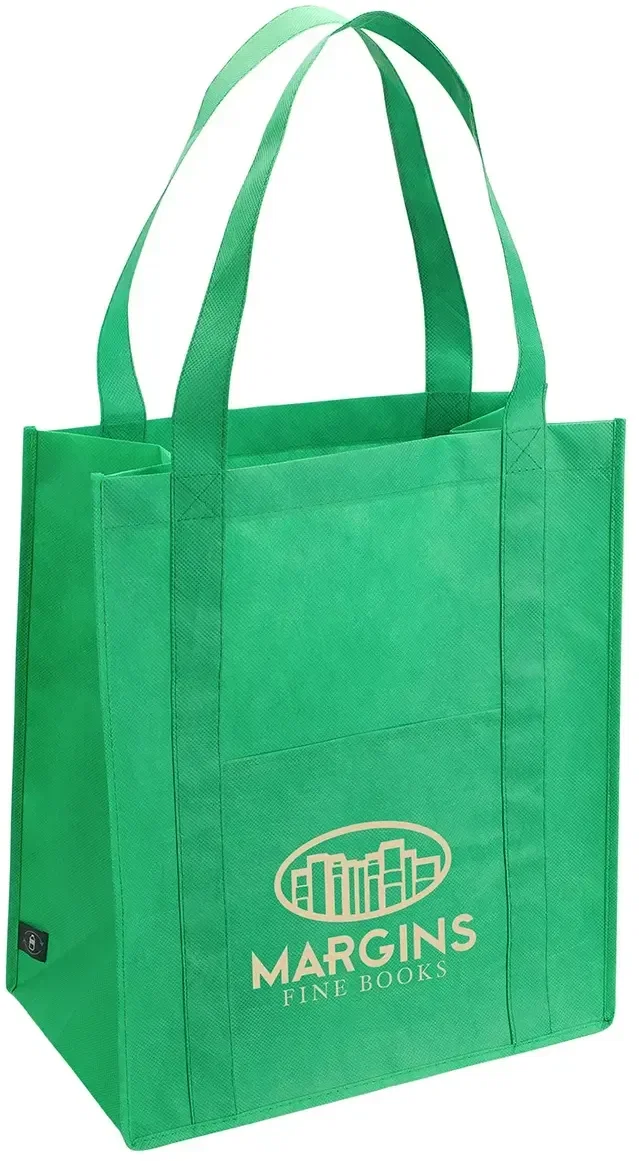 Sunray RPET custom shopping bag angled view showing recycled-plastic tote with logo imprint space