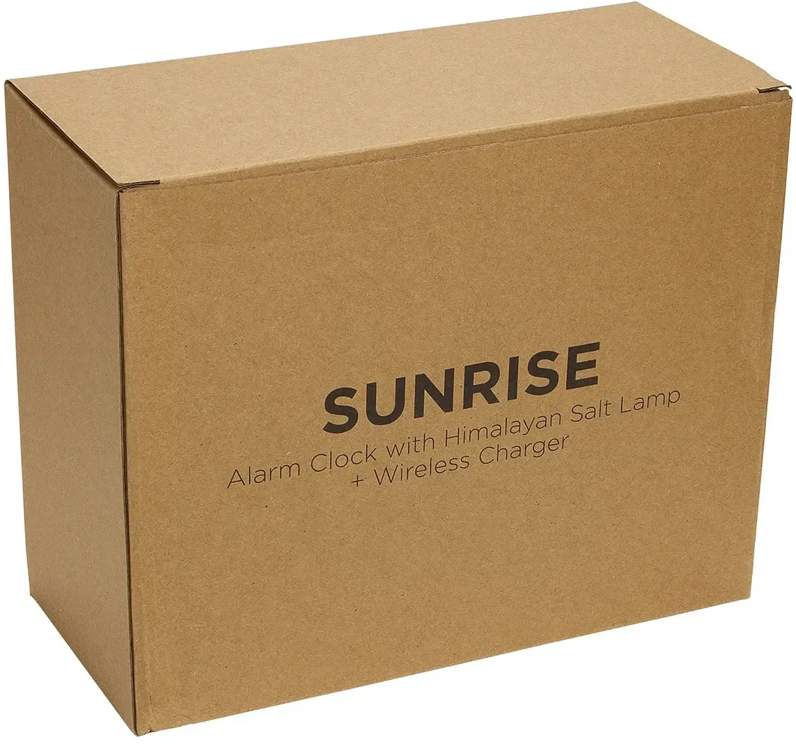 Branded Sunrise wireless charger and alarm clock, display detail close-up