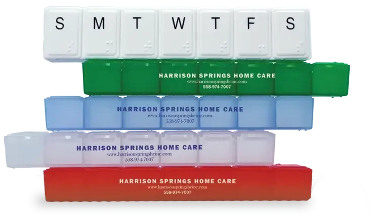 Super-7 All-Week Pill Box - 8". Polypropylene weekly pill box with Braille day labels for pharmacy giveaways