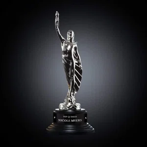 Gold or Silver Supremacy Beacon Award on Ebony Round Base