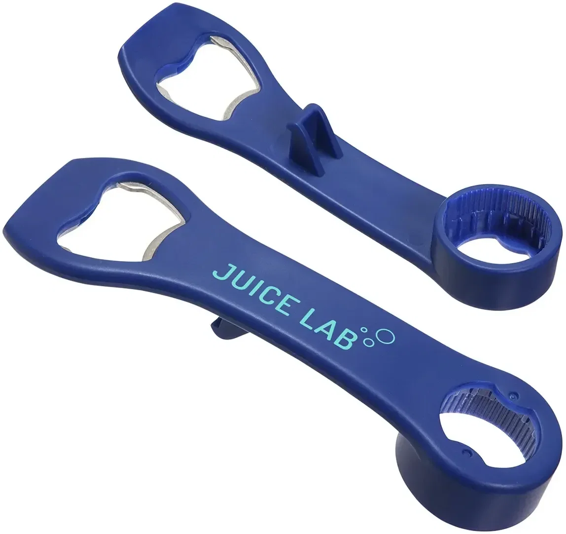 Angled view of the branded Sure Grip 4-in-1 jar and bottle opener for the kitchen counter