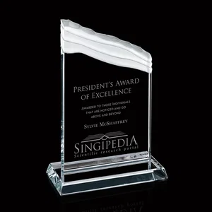 Starfire Crystal Ribbon Award, Chipped Upper Edge, 4x8 to 6x12 In