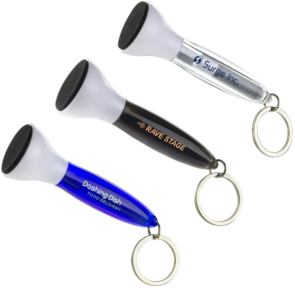 Swab 4-in-1 earbud and screen cleaner, custom branded tech-cleaning tool, front hero view