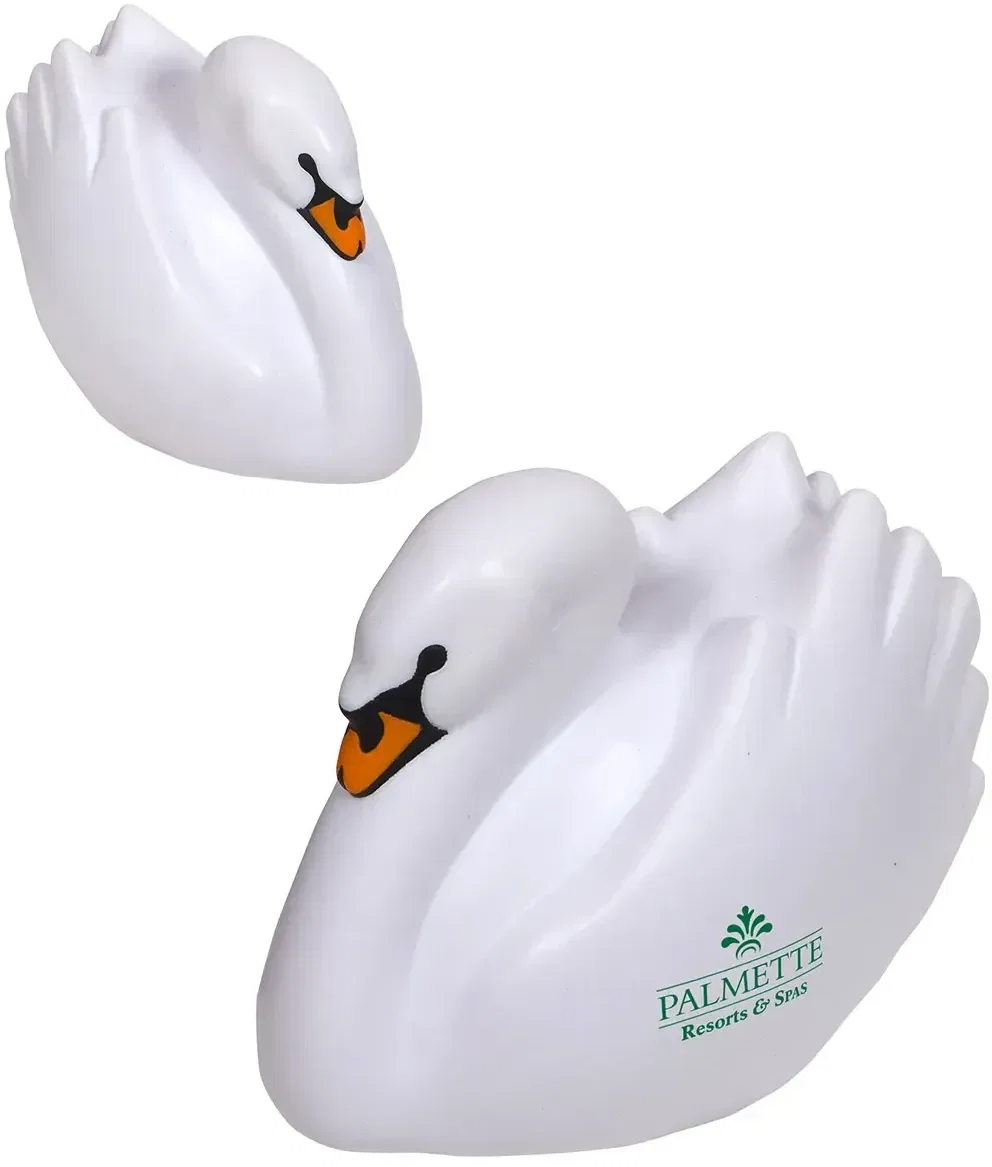 Swan Stress Reliever, custom graceful-swan foam squeeze toy for branded logo giveaways