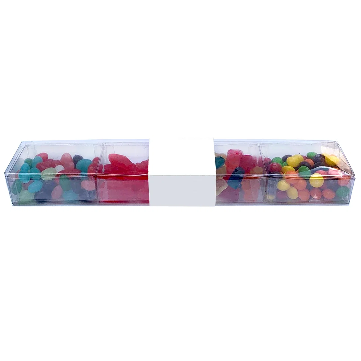 End view of the narrow clear candy box