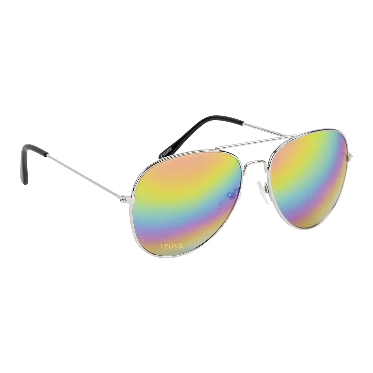 Folded pair resting flat with the arms crossed over the lenses