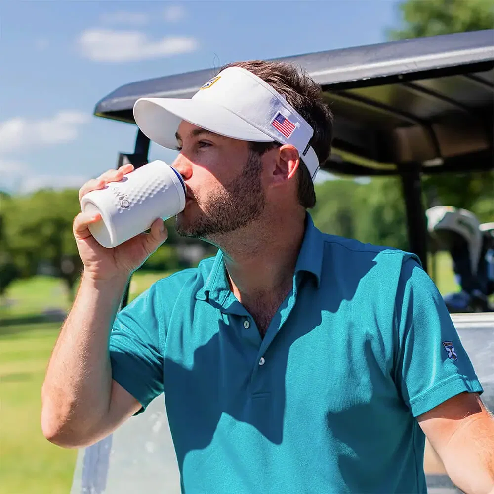 Swig 12oz Golf Partee Can & Bottle Cooler in use