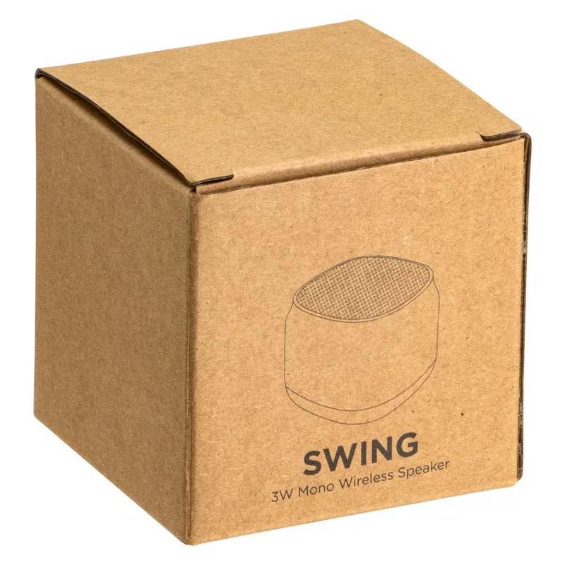 Swing 3W Mono Wireless Speaker shown in its retail packaging box