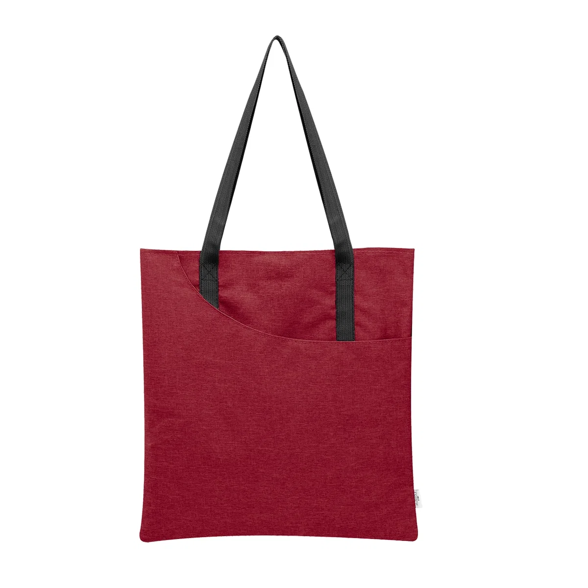 Model carrying the gray shopper over one shoulder