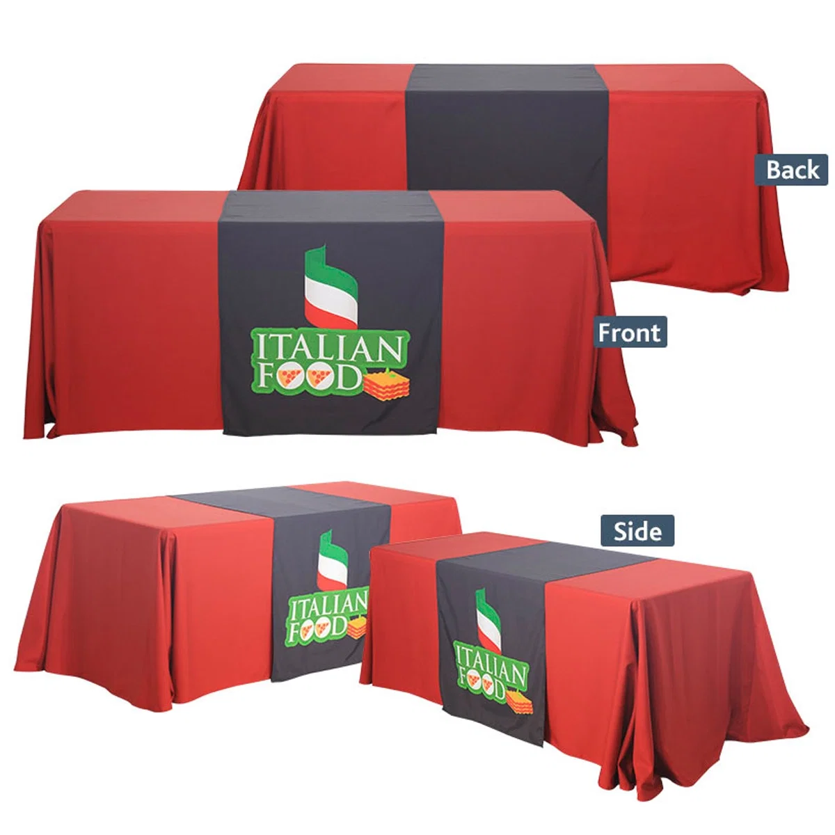 Six and eight foot lengths shown for trade show tables