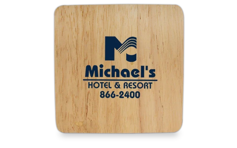 Table-Saver Square Bamboo Coaster. Square bamboo coaster for restaurants and hospitality branding