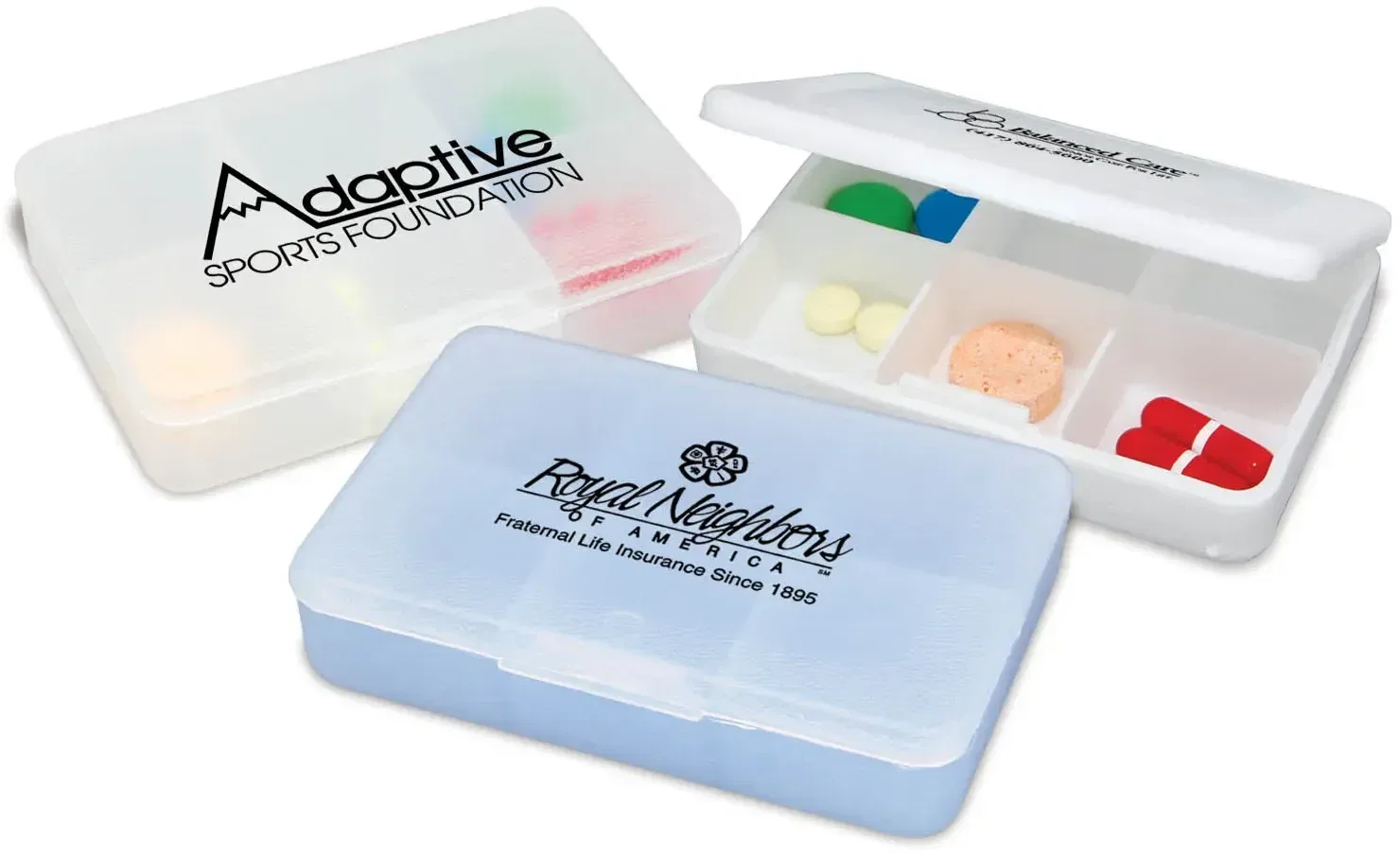 Tablet Tote Pill Box. Six-compartment polypropylene pill box organizer for travel and tackle storage, view 2