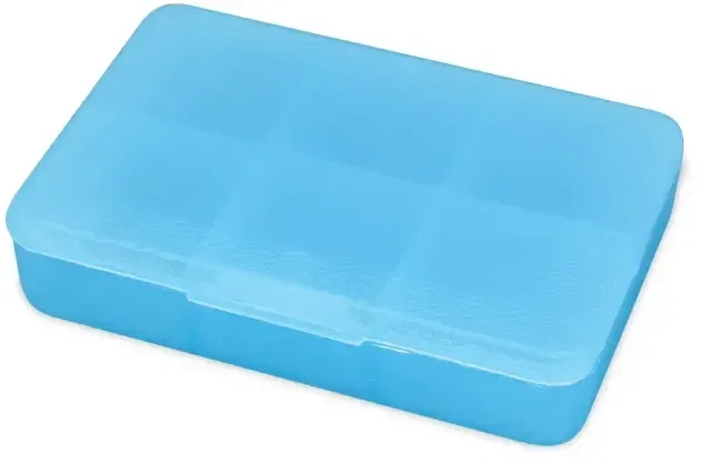Tablet Tote Pill Box. Six-compartment polypropylene pill box organizer for travel and tackle storage, view 4