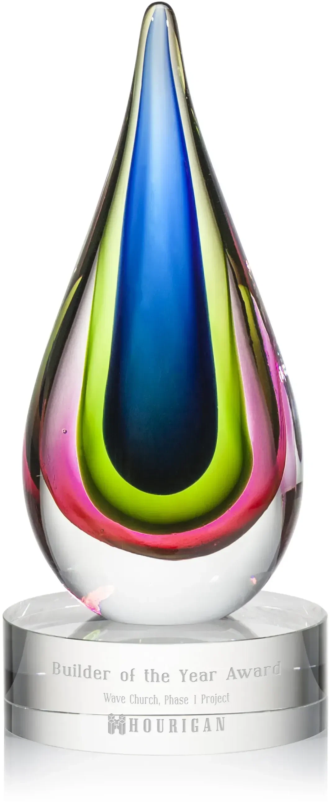 Custom 3D Logo Hand-Blown Awards with Optical Base — view 2