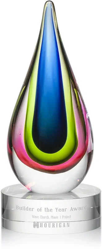 Custom 3D Logo Hand-Blown Awards with Optical Base — view 2
