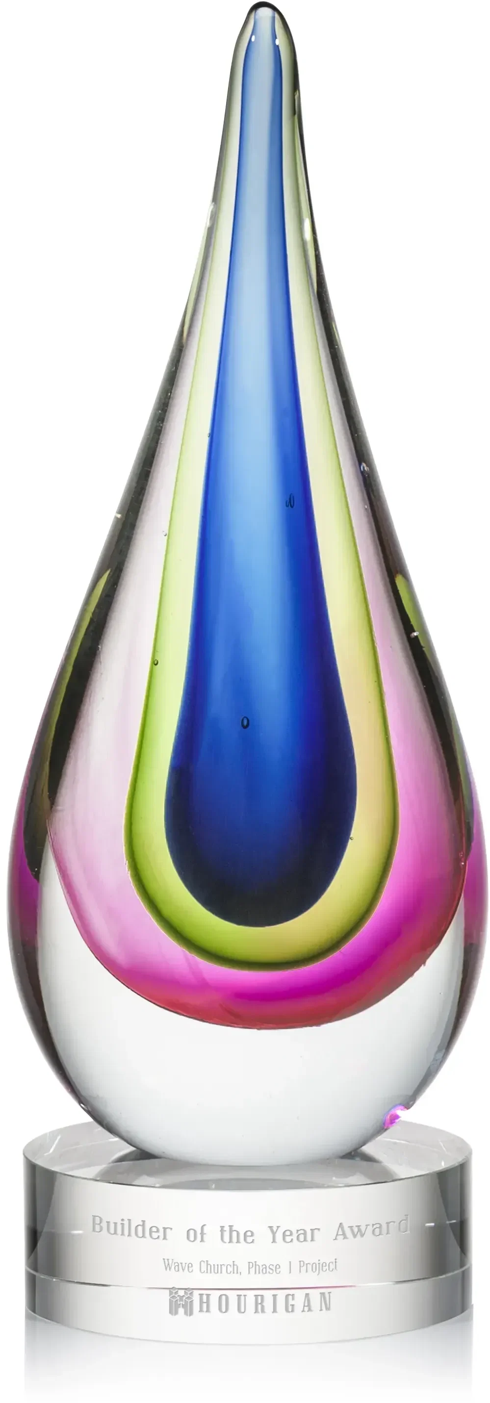 Custom 3D Logo Hand-Blown Awards with Optical Base — view 3