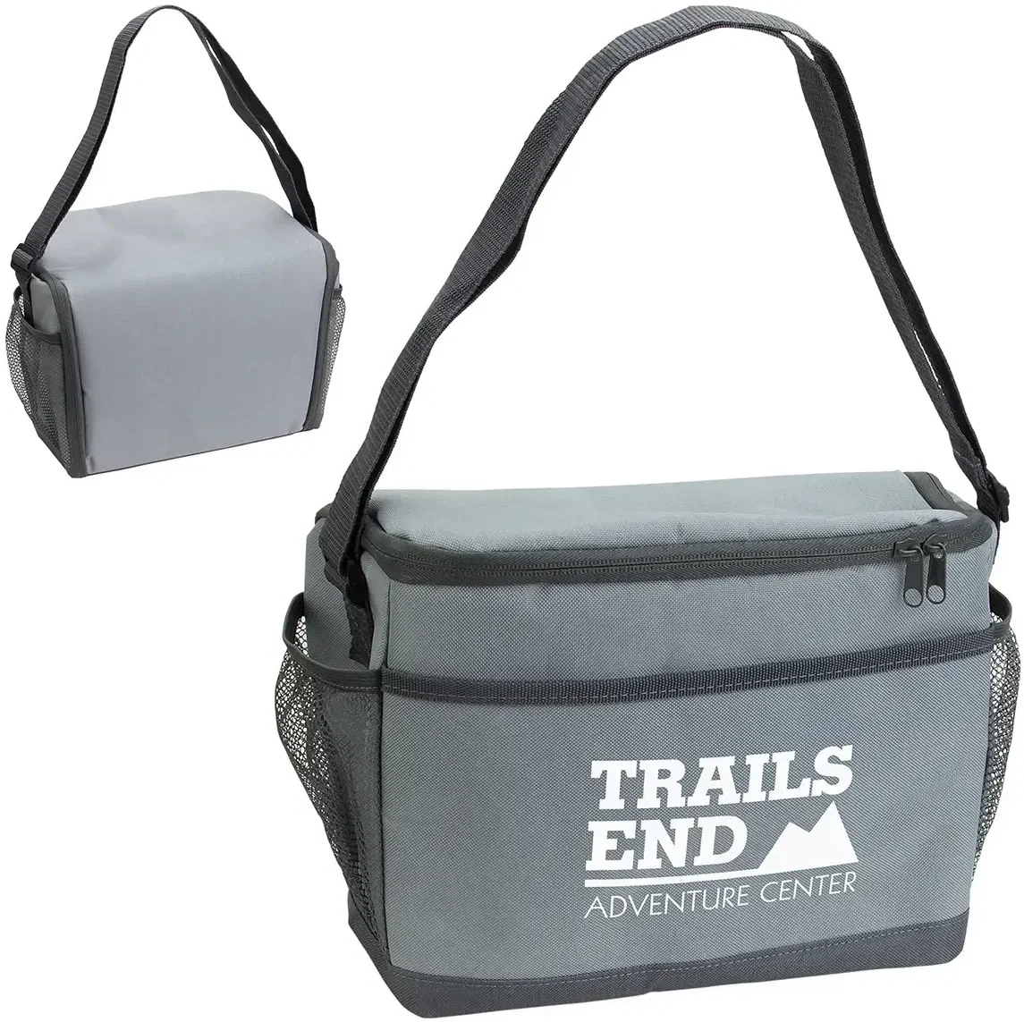 Tailgater custom lunch tote unzipped flat into a clean surface
